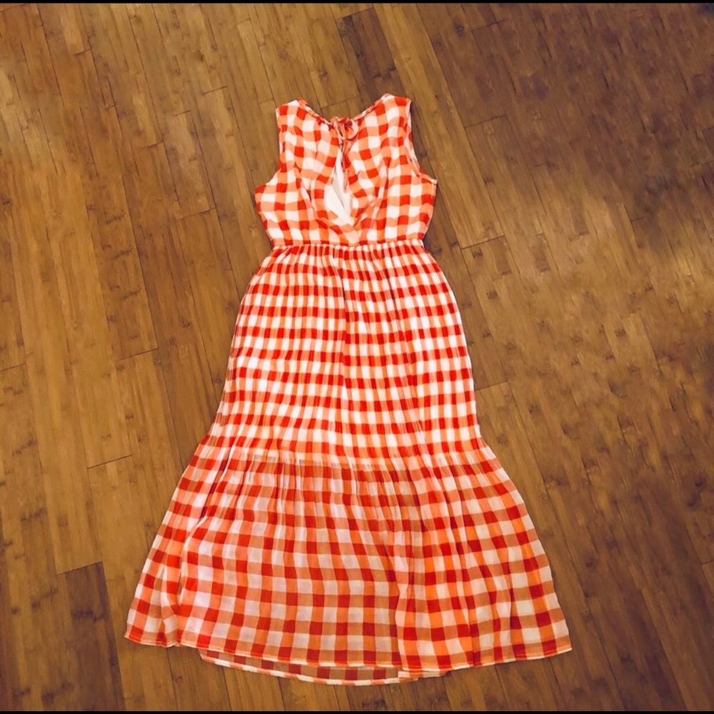 Curry orange checkered dress